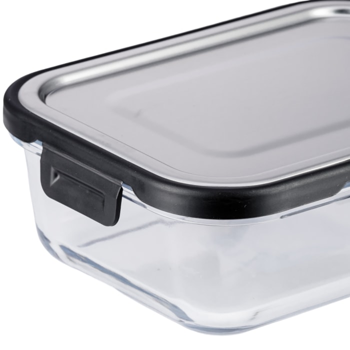 Pote Hermético Vidro e Aço Inox Incolor - 1500ml - Madel Home