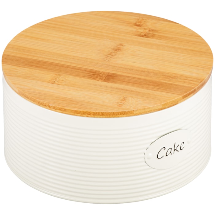 Pote Porta Bolo e Doces em Ferro e Madeira Branco - 22cm - Madel Home
