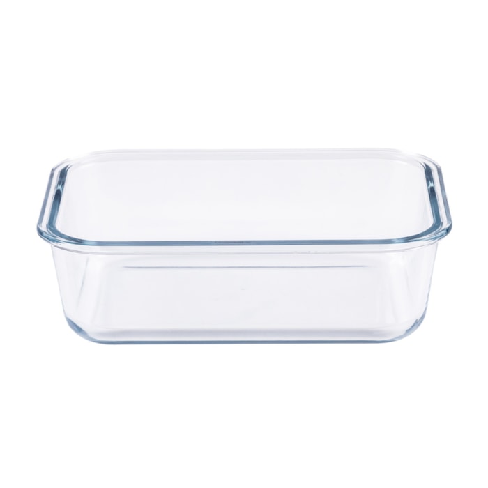 Pote Retangular Vidro Borossilicato Tampa em Bambu - 640ml - Madel Home