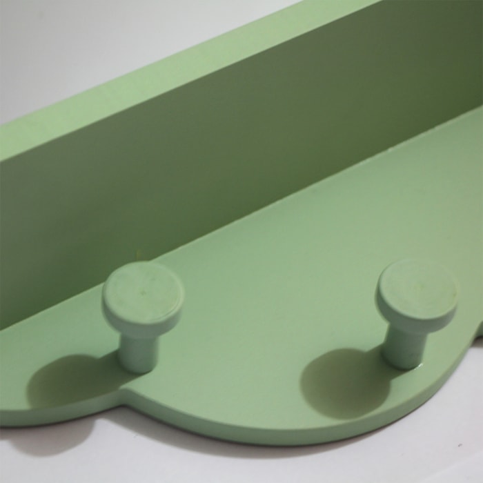 Prateleira Nuvem com Cabideiro Espelhado MDF Verde - 37cm - Madel Home