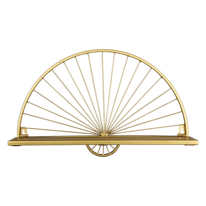 Prateleira Por do Sol Metal e Madeira Dourado - 25cm - Madel Home