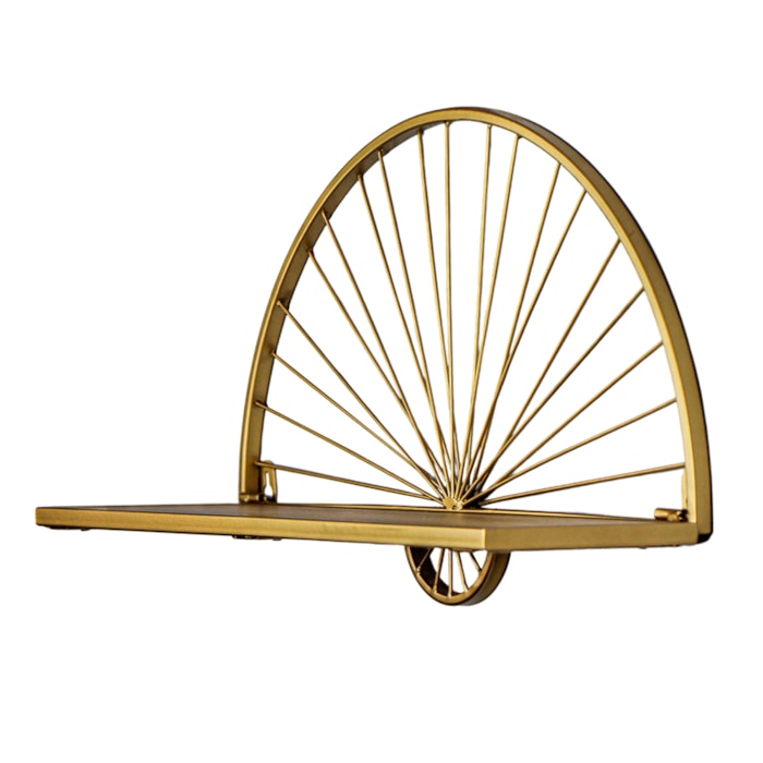 Prateleira Por do Sol Metal e Madeira Dourado - 25cm - Madel Home