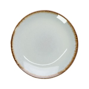 Prato de Sobremesa em Cerâmica Branco com Borda Areia Brava Noah - 20cm