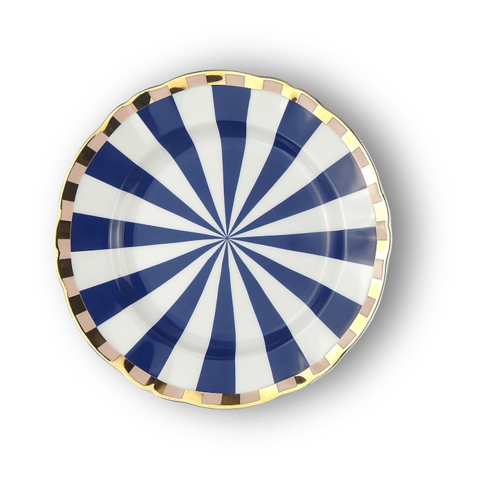 Prato de Sobremesa em Porcelana Abracadabra Azul Bitossi - 20,5cm - Madel Home