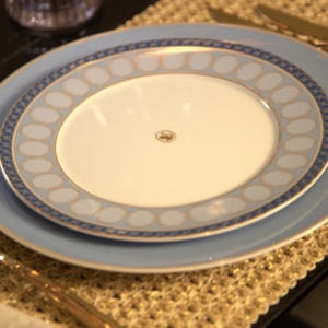 Prato de Sobremesa em Porcelana Azul Swarovski Rosenthal - 23cm
