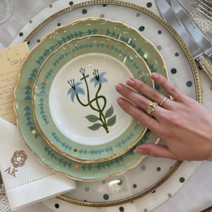 Prato de Sobremesa em Porcelana Botânica Verde Bitossi - 20,5cm