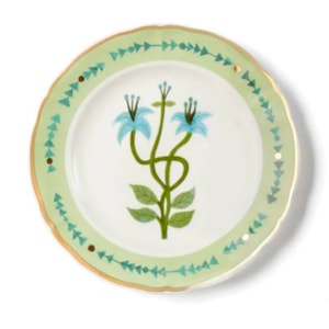 Prato de Sobremesa em Porcelana Botânica Verde Bitossi - 20,5cm