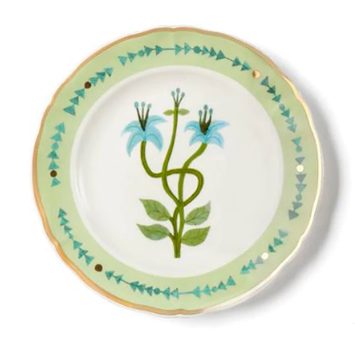 Prato de Sobremesa em Porcelana Botânica Verde Bitossi - 20,5cm - Madel Home
