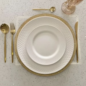 Prato de Sobremesa em Porcelana Branco Cannes Kutahya - 21cm