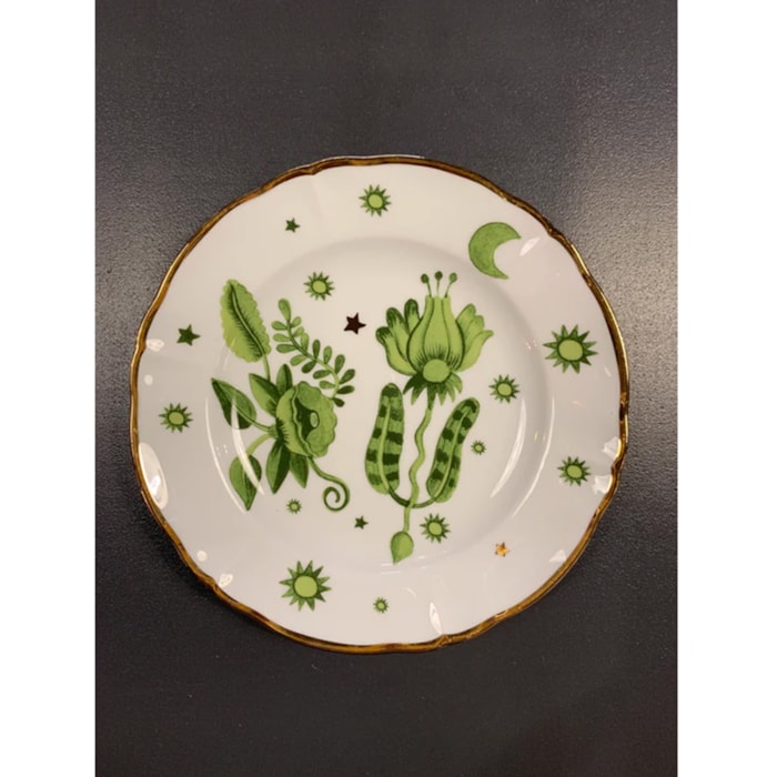 Prato de Sobremesa em Porcelana Floral Verde Bitossi - 20,5cm - Madel Home