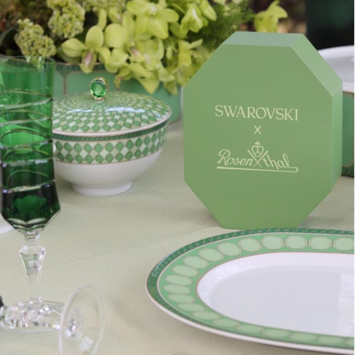 Prato Oval Grande em Porcelana Verde Swarovski Rosenthal - 40cm - Madel Home