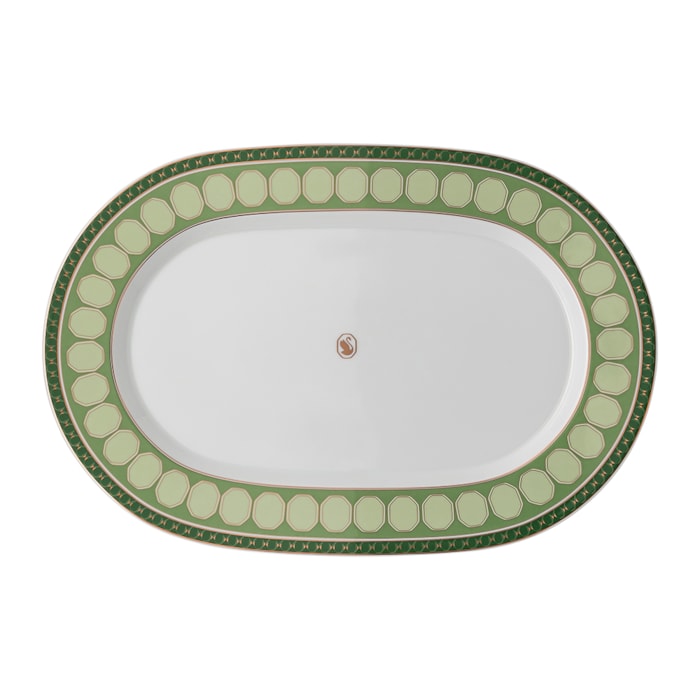 Prato Oval Grande em Porcelana Verde Swarovski Rosenthal - 40cm - Madel Home
