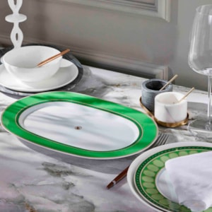 Prato Oval Pequeno em Porcelana Verde Swarovski Rosenthal - 34cm