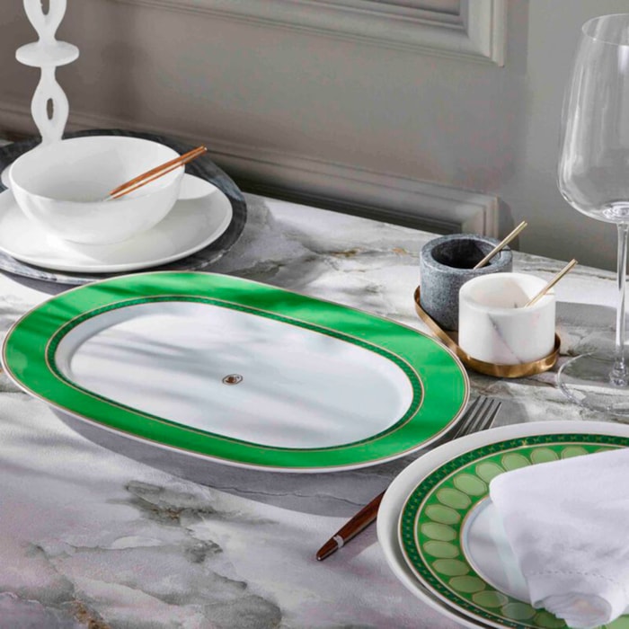Prato Oval Pequeno em Porcelana Verde Swarovski Rosenthal - 34cm - Madel Home