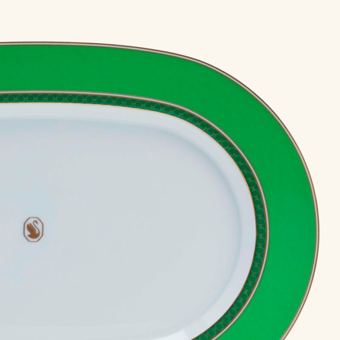 Prato Oval Pequeno em Porcelana Verde Swarovski Rosenthal - 34cm - Madel Home