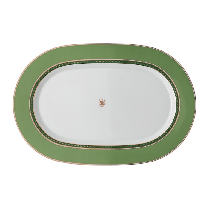 Prato Oval Pequeno em Porcelana Verde Swarovski Rosenthal - 34cm - Madel Home