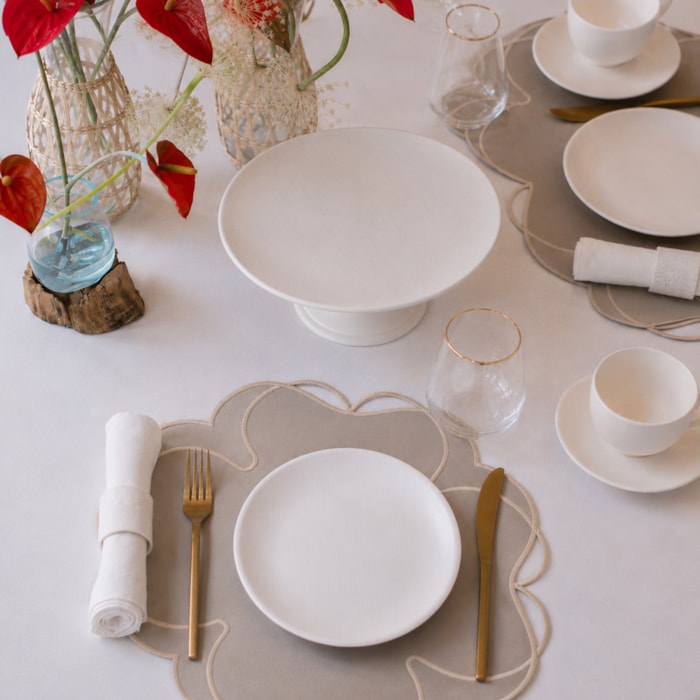 Prato para Bolo em Cerâmica Branca Gourmet Alleanza - 21cm - Madel Home