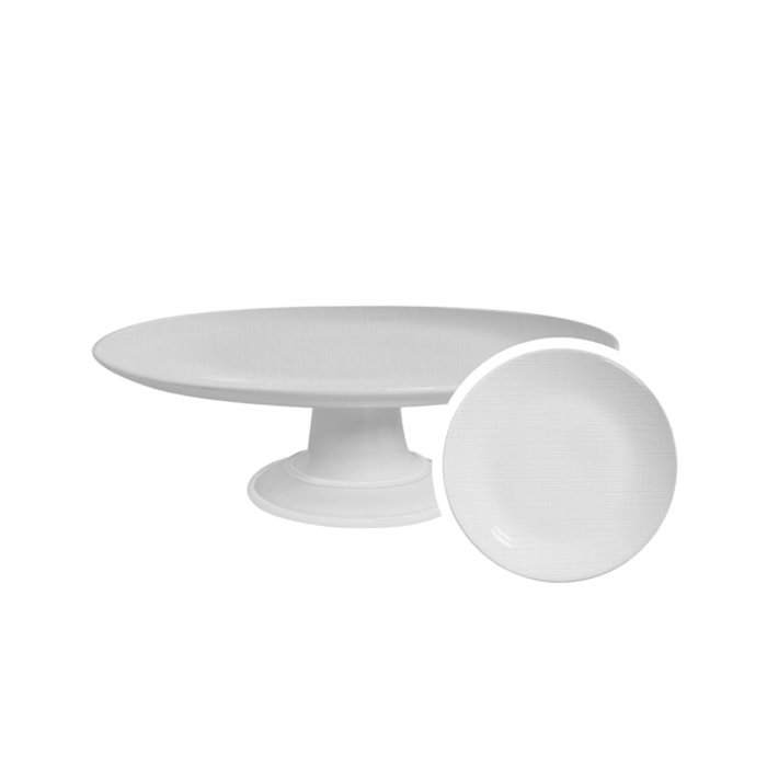 Prato para Bolo em Cerâmica Branca Gourmet Alleanza - 21cm - Madel Home