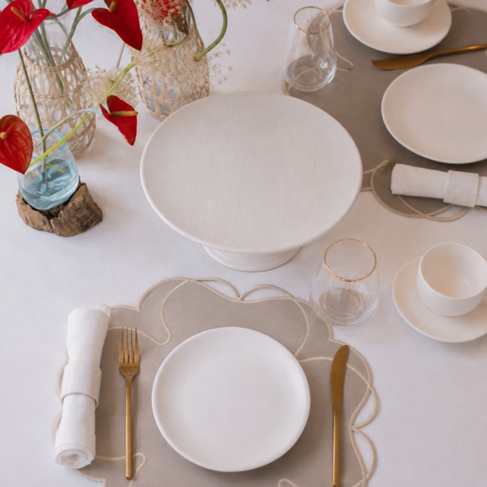 Prato para Bolo em Cerâmica Branca Gourmet Alleanza - 29cm - Madel Home