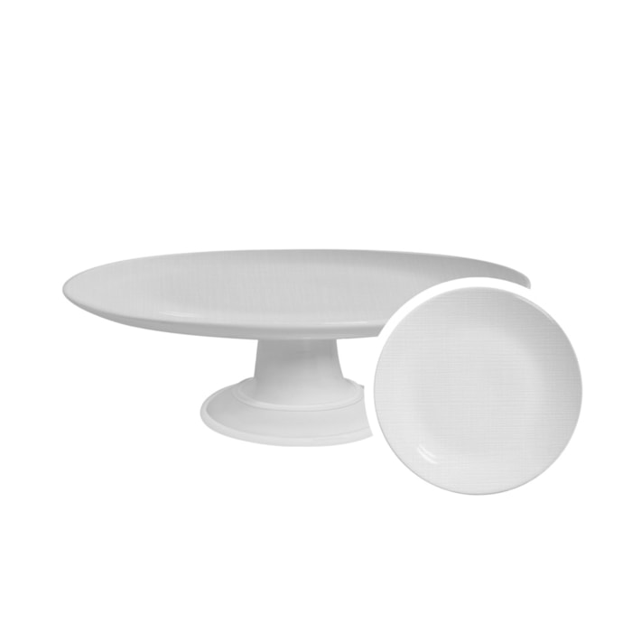 Prato para Bolo em Cerâmica Branca Gourmet Alleanza - 29cm - Madel Home