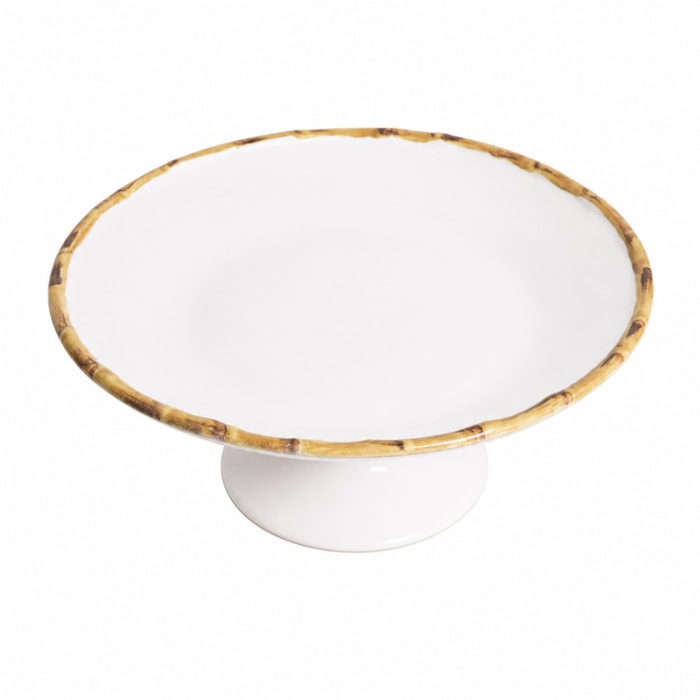 Prato para Bolo em Cerâmica com Bambu - 27cm - Madel Home