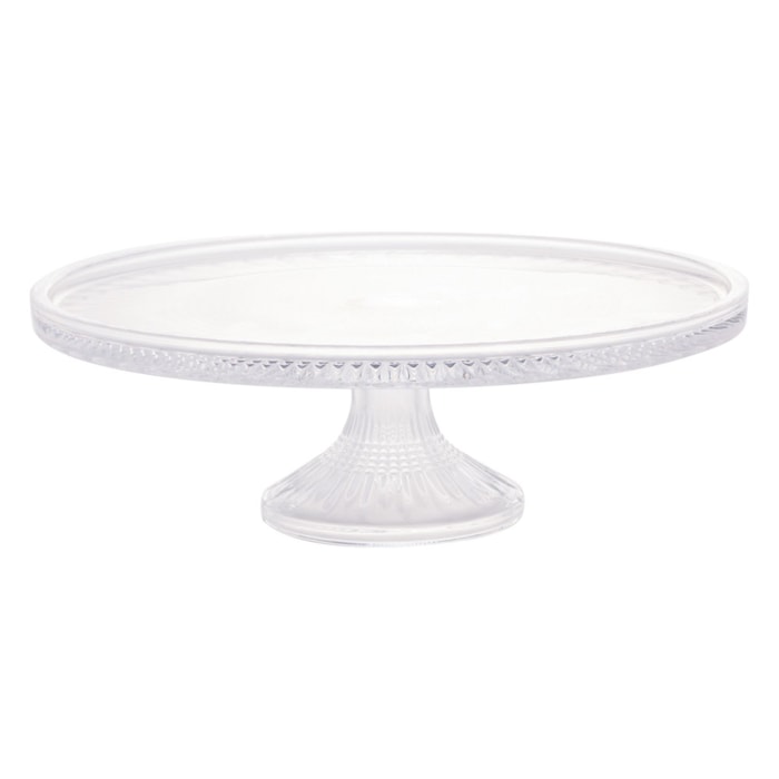 Prato para Bolo em Cristal Transparente Queen Wolff - 32cm - Madel Home