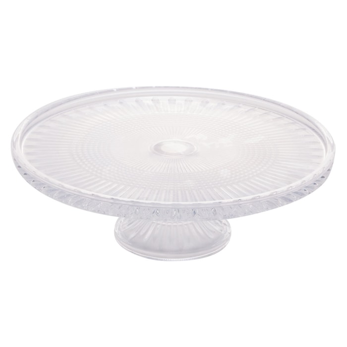 Prato para Bolo em Cristal Transparente Queen Wolff - 32cm - Madel Home