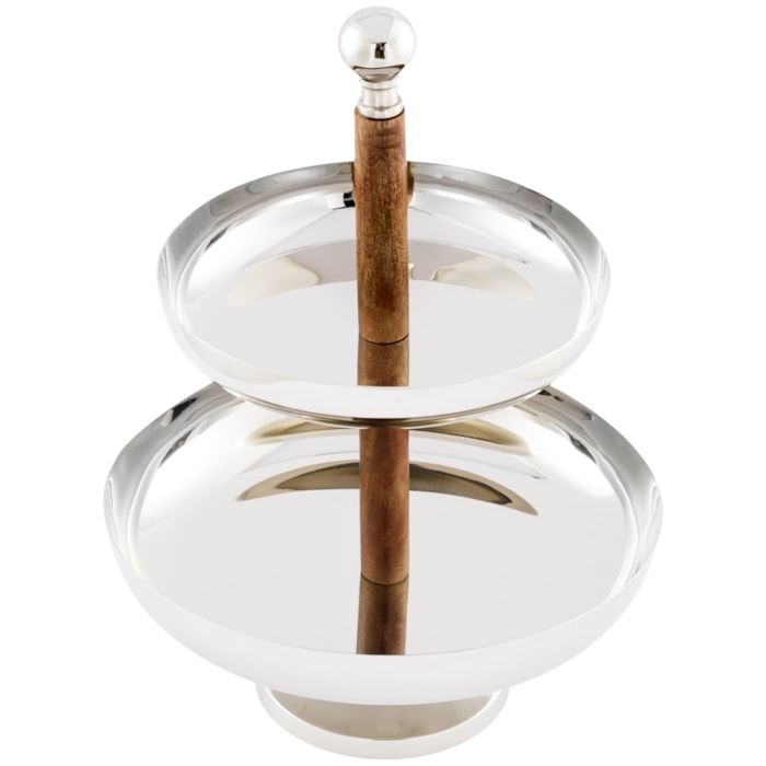 Prato Petit Four em Madeira e Metal 2 Andares - 40cm - Madel Home
