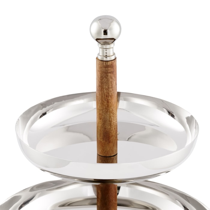 Prato Petit Four em Madeira e Metal 2 Andares - 40cm - Madel Home
