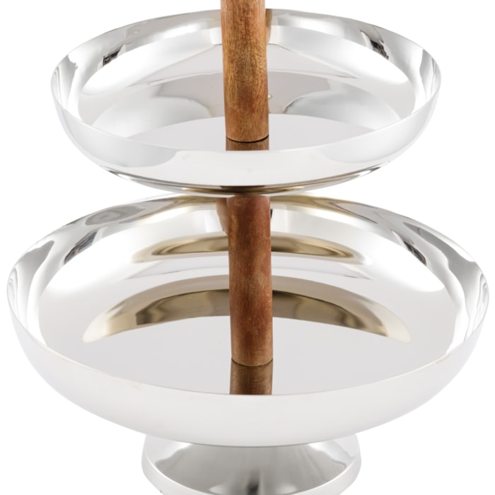 Prato Petit Four em Madeira e Metal 2 Andares - 40cm - Madel Home