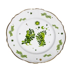 Prato Raso em Porcelana Floral Verde Bitossi - 26,5cm