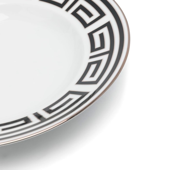 Prato Raso em Porcelana Preto Labirinto Nero Ginori - 28cm - Madel Home