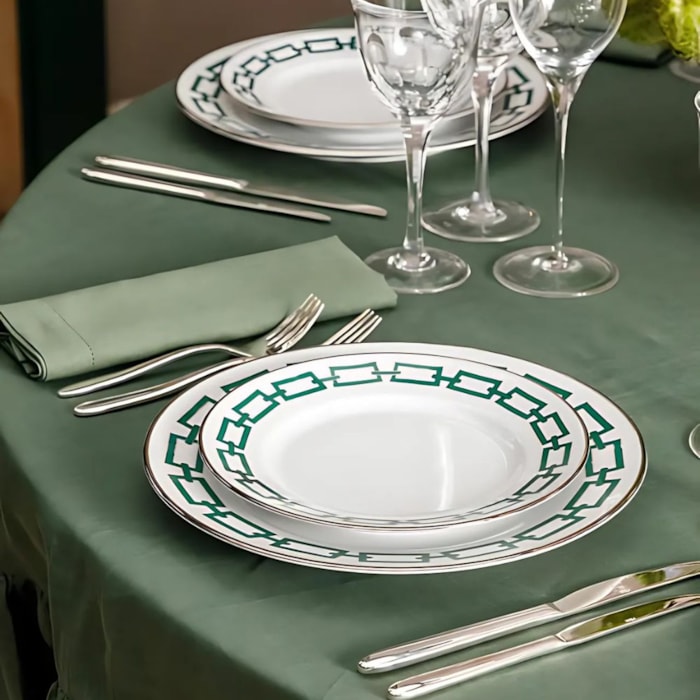 Prato Raso em Porcelana Verde Império Catena Ginori - 28cm - Madel Home