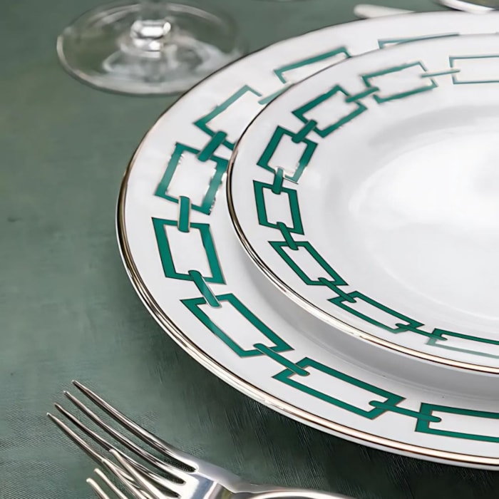 Prato Raso em Porcelana Verde Império Catena Ginori - 28cm - Madel Home