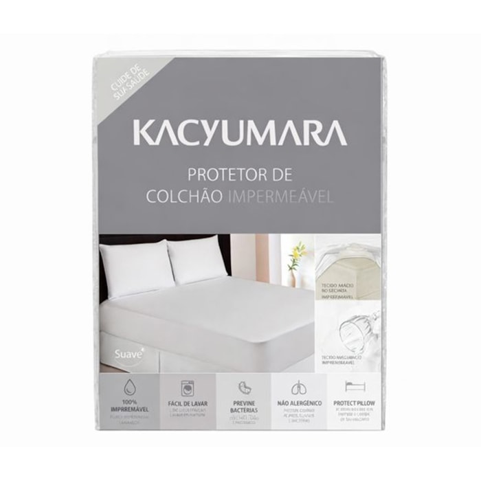 Protetor de Colchão Queen 100% Algodão Impermeável Branco Kacyumara - Madel Home