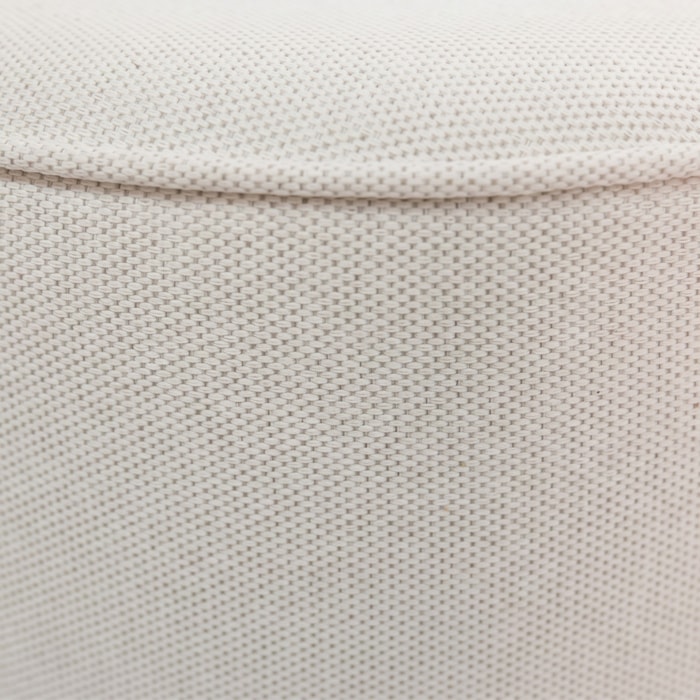 Puff Redondo Aurora em Madeira e Tecido Lona Branco - 41cm - Madel Home
