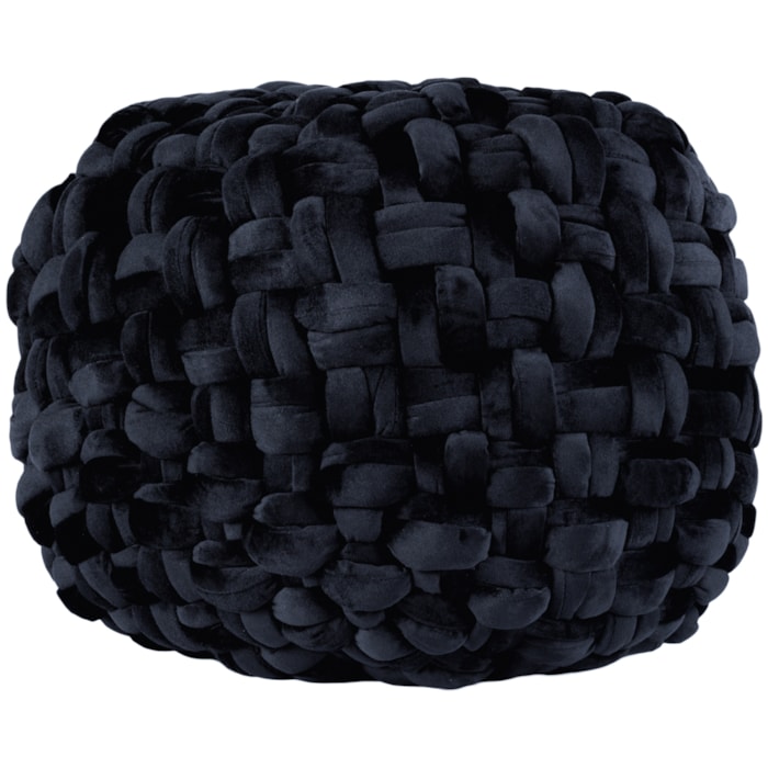 Puff Redondo de Veludo Preto - 42cm - Madel Home