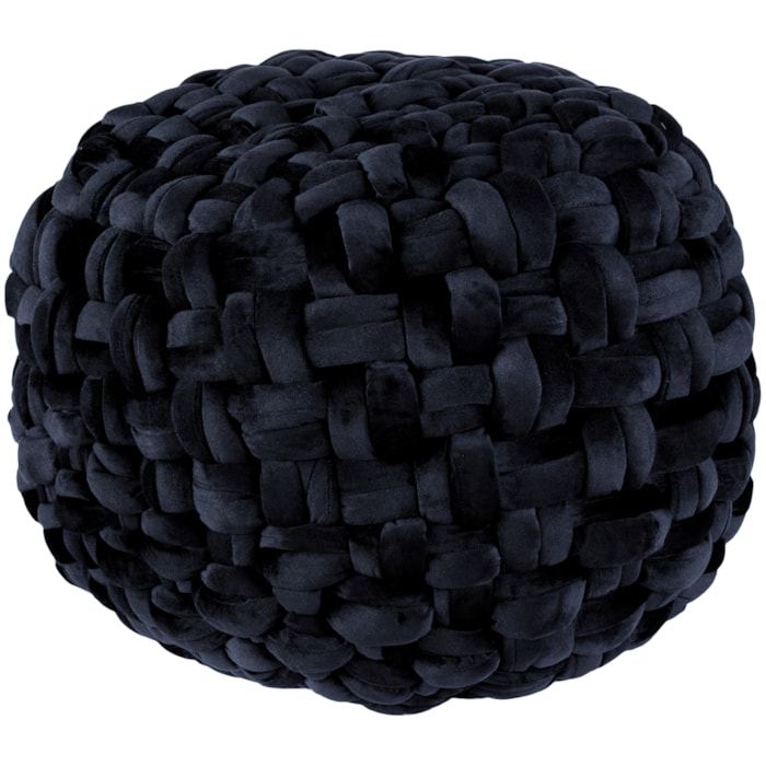 Puff Redondo de Veludo Preto - 42cm - Madel Home