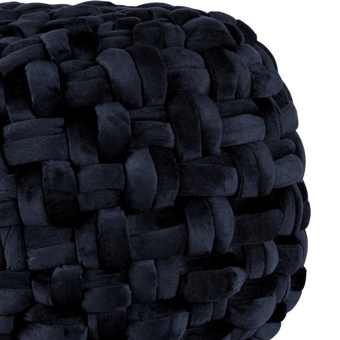Puff Redondo de Veludo Preto - 42cm - Madel Home