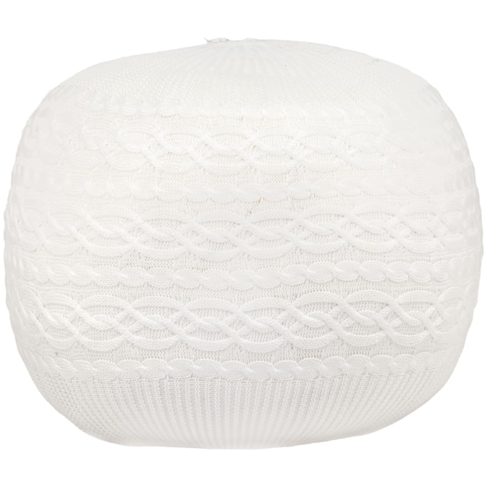 Puff Redondo em Tricot Imperial Off White - 40cm - Madel Home