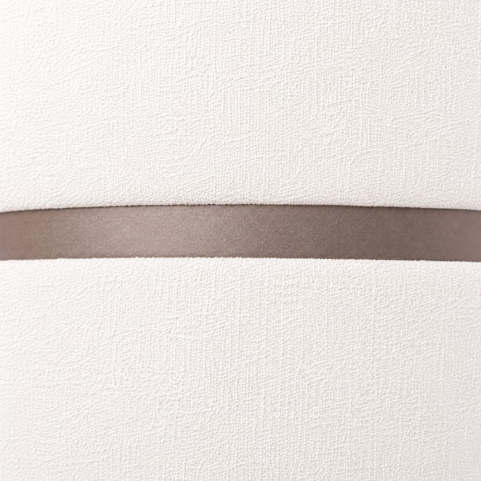 Puff Redondo Gloria em Madeira e Tecido Boucle Branco - 47cm - Madel Home