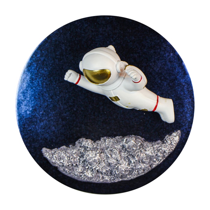 Quadro de Resina Astronauta Voando na Lua Branco - 30 cm - Madel Home