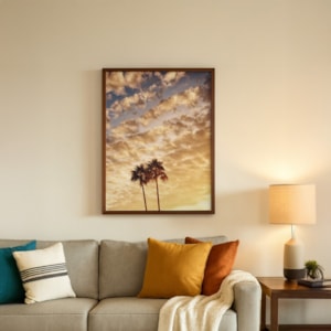 Quadro Decorativo Dois Suspiros em Madeira com Vidro 64x84 cm