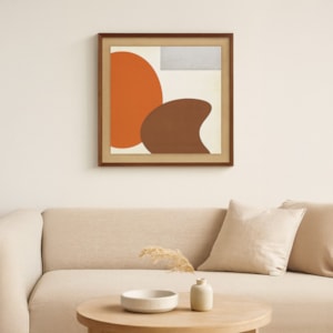 Quadro Decorativo Formas I em Madeira com Vidro 77x77 cm