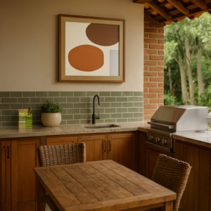 Quadro Decorativo Formas II em Madeira com Vidro 77x77 cm