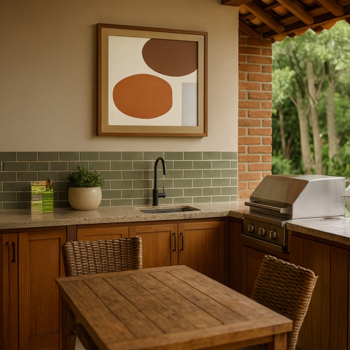 Quadro Decorativo Formas II em Madeira com Vidro 77x77 cm - Madel Home