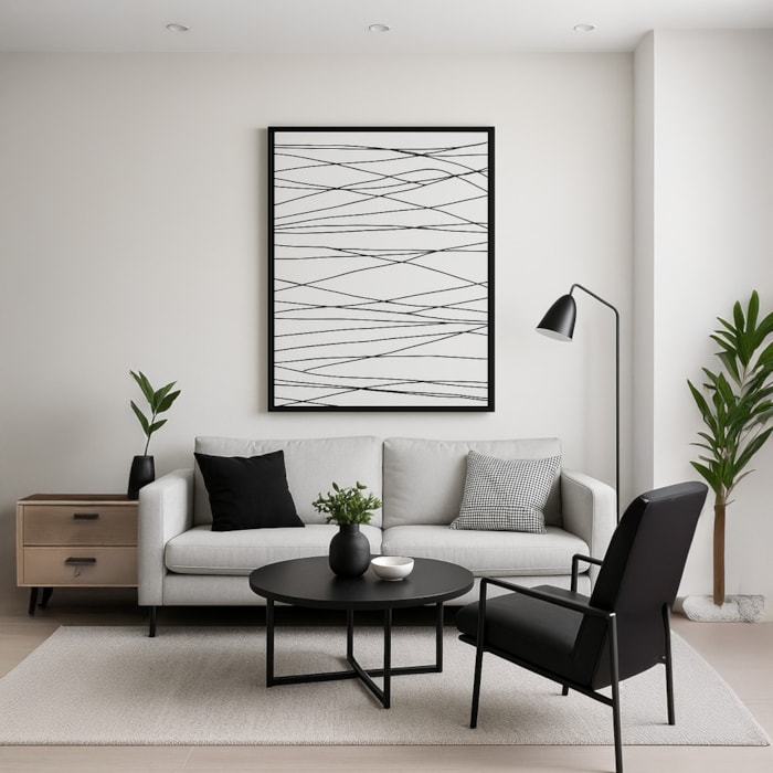 Quadro Decorativo Trama em Madeira com Vidro 73x93 cm - Madel Home