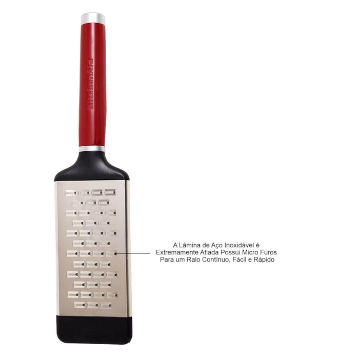 Ralador Zester em Inox Raspas Grossas Vermelho KitchenAid - 33cm - Madel Home