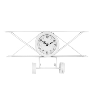 Relógio de Mesa Avião Branco 30cm Metal Branco