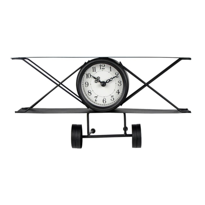 Relógio de Metal Mesa Avião Preto - 30cm - Madel Home